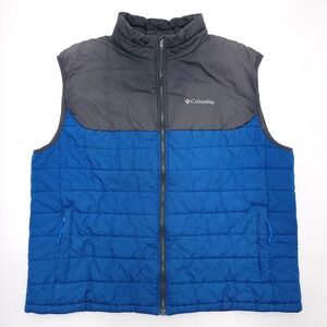 COLUMBIA Men's Large‎ Insulated Puffer Full Zip Vest Size L Blue Gray